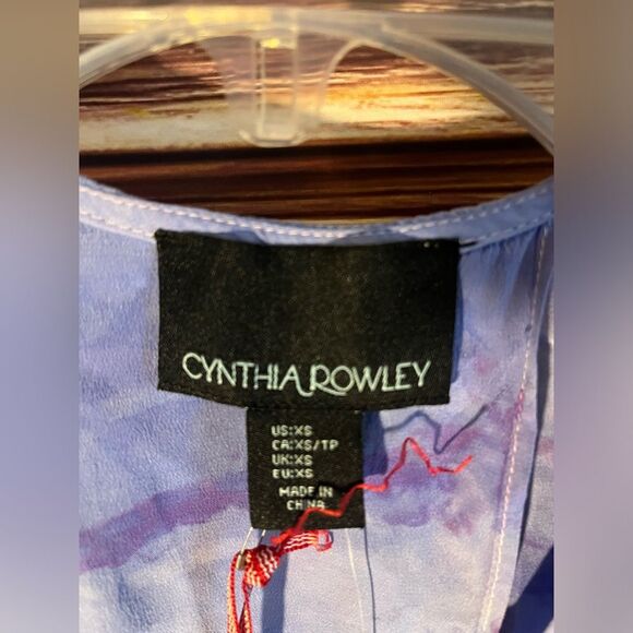 NWT Cynthia Rowley Sleeveless Silk Marble Swirl Shirt. Size x-Small. - Picture 5 of 6